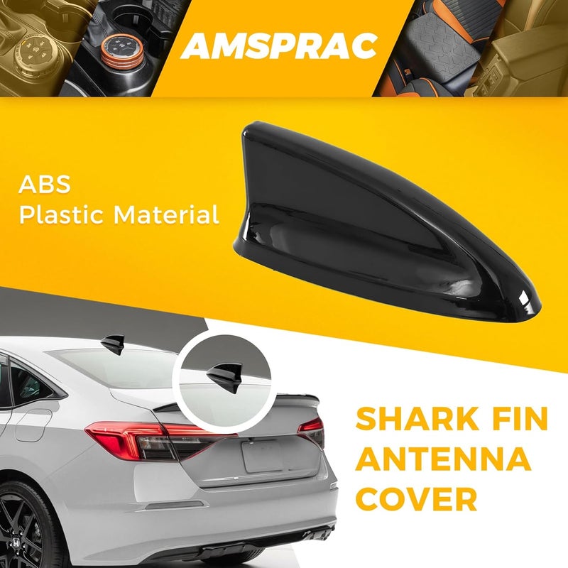 AMSPRAC for 11th Gen Civic Antenna Topper,Car Roof Shark Fin Antenna Cover Cap Shell Trim for Honda Civic 11th Generation 2022 2023 2024,Exterior Decor Topper Antenna Aerial Cap Trim,Black - Image 3